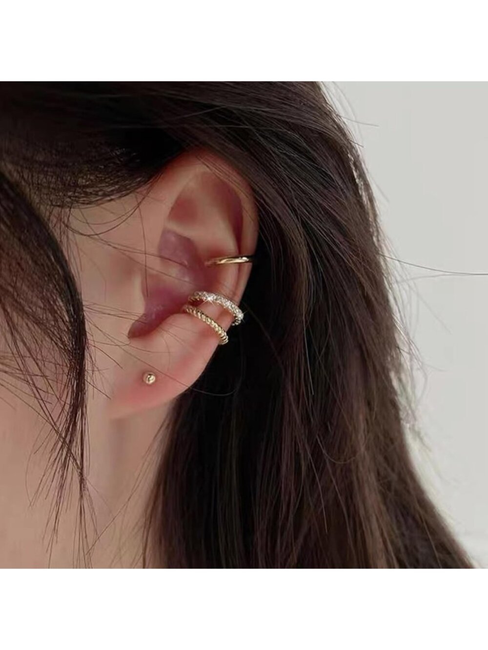 Stylish 3-Piece Non-Piercing Ear Cuffs in 925 Sterling Silver for Women - Picture 4 of 7